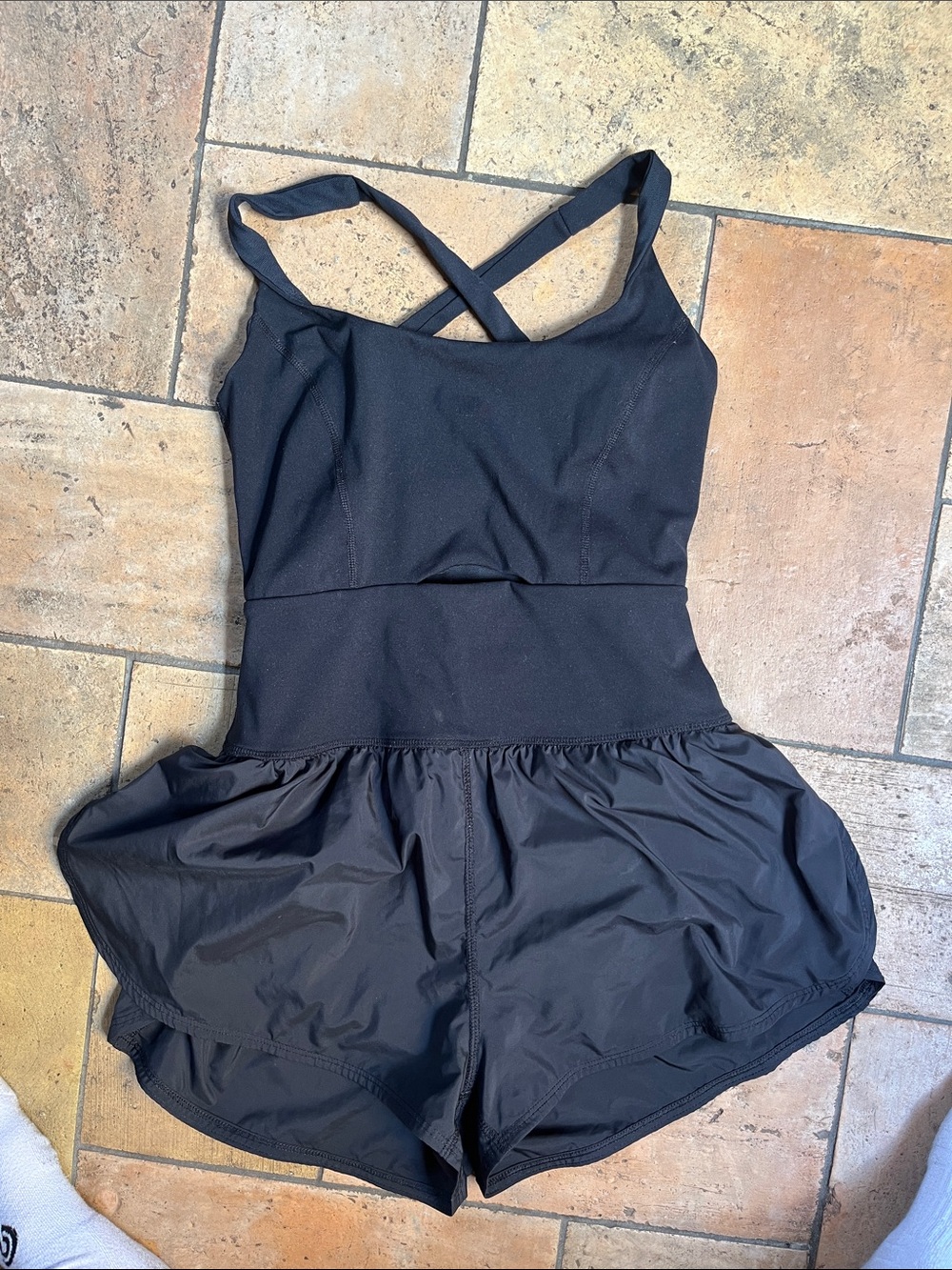 Free People Movement Black Cross-Back One-Piece Romper